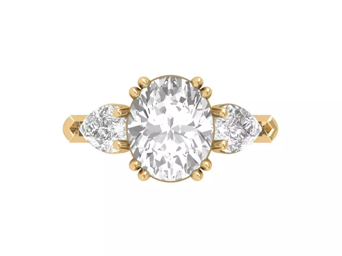Oval 3 Stone Bridal Ring 3D print model