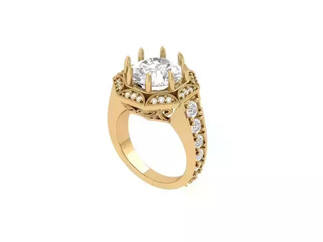 Solitaire Art Deco Ring