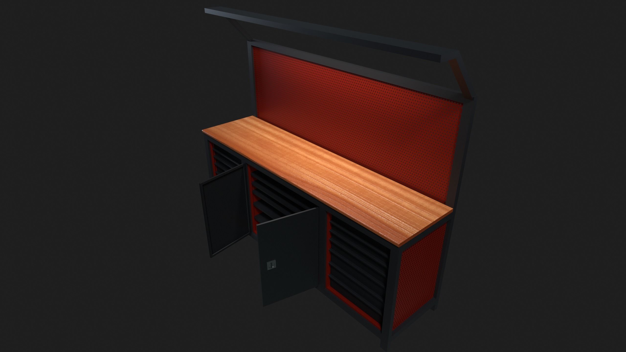 Industrial Work Bench Low-poly 3D model_7