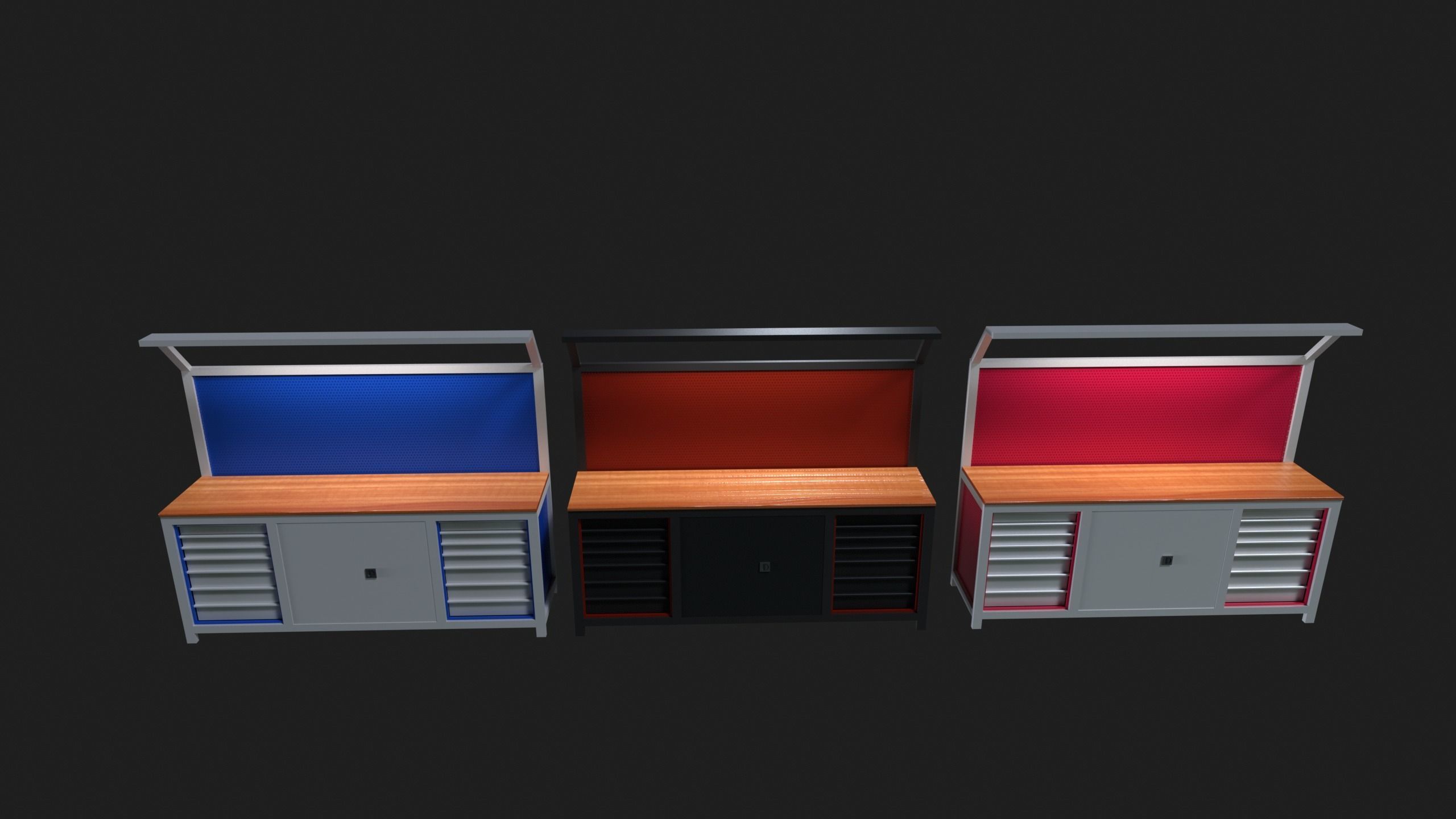 Industrial Work Bench Low-poly 3D model_2