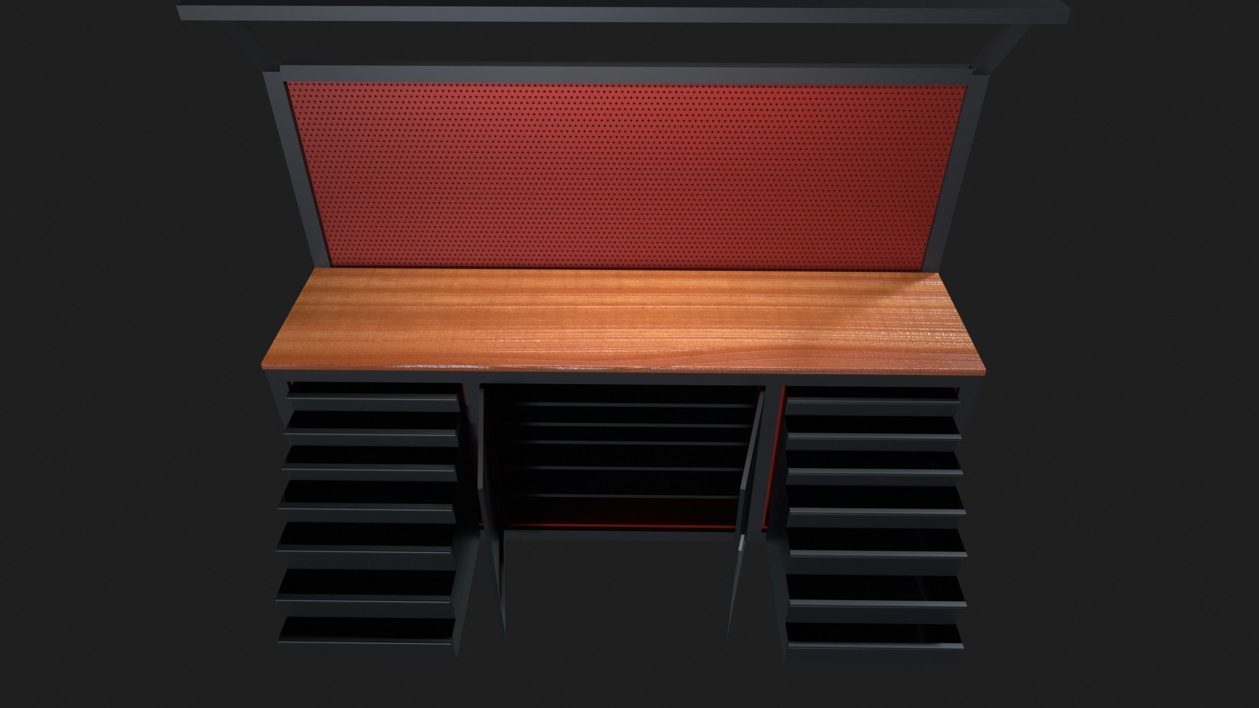 Industrial Work Bench Low-poly 3D model_9