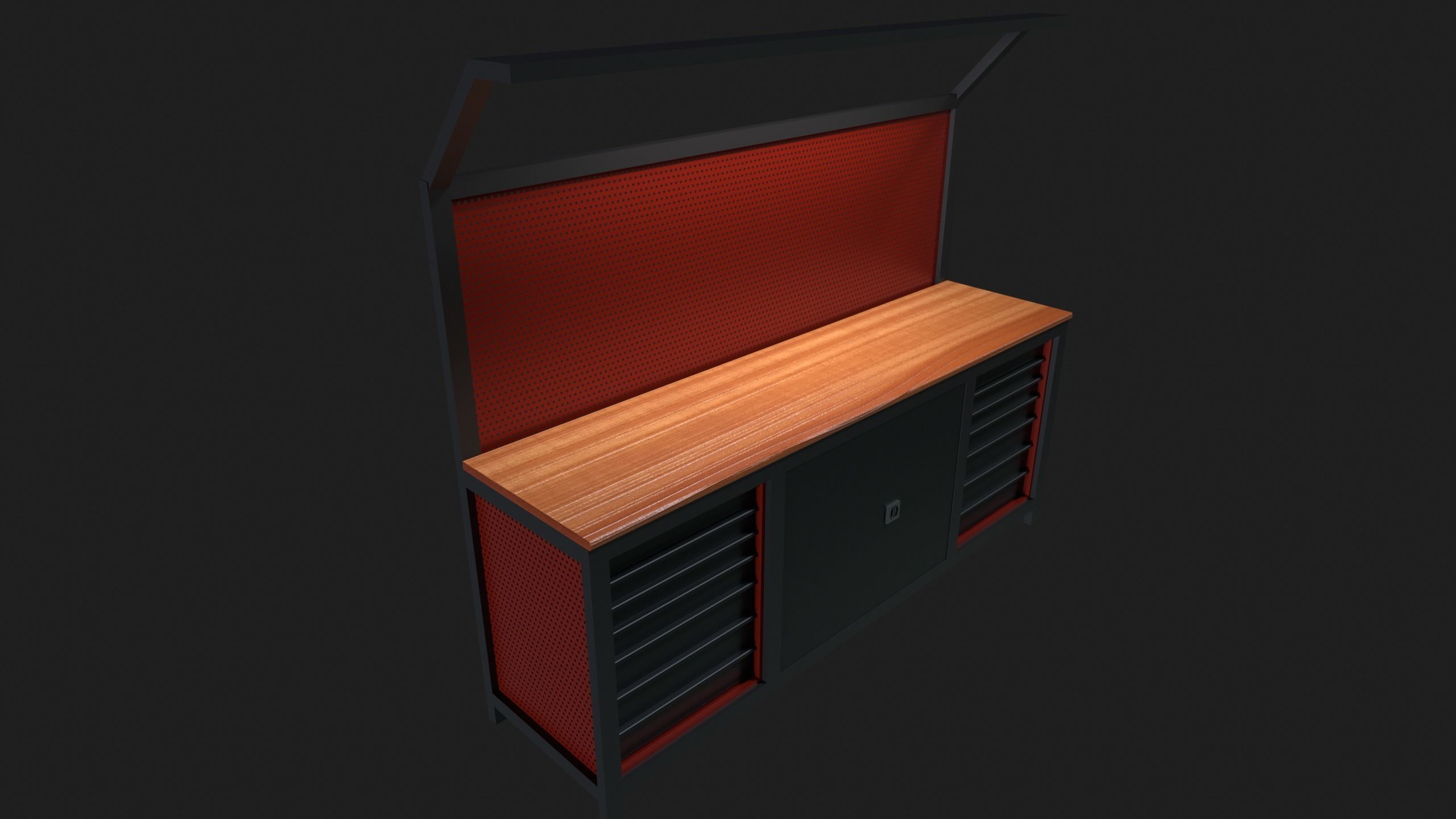 Industrial Work Bench Low-poly 3D model_3