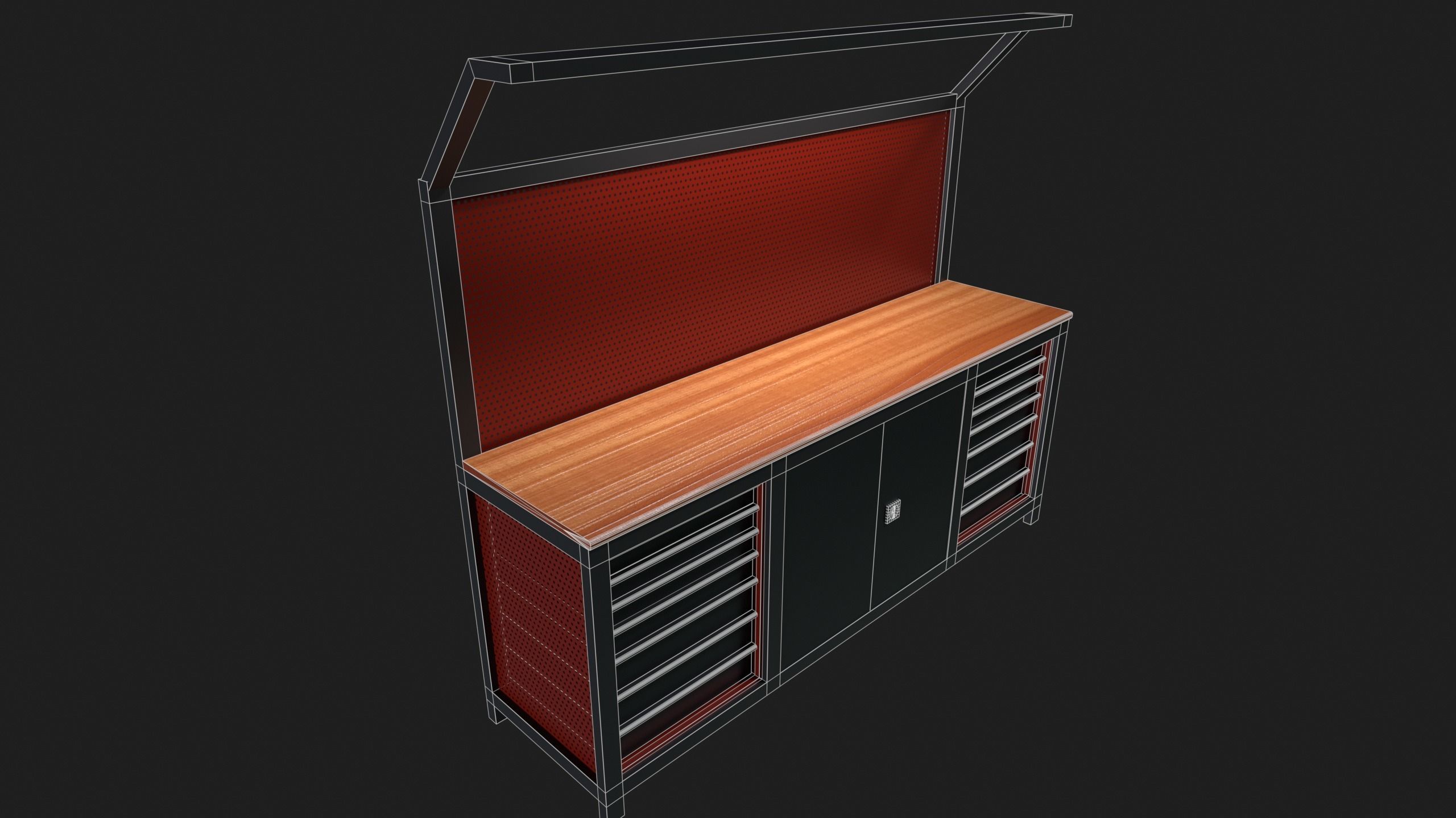 Industrial Work Bench Low-poly 3D model_4