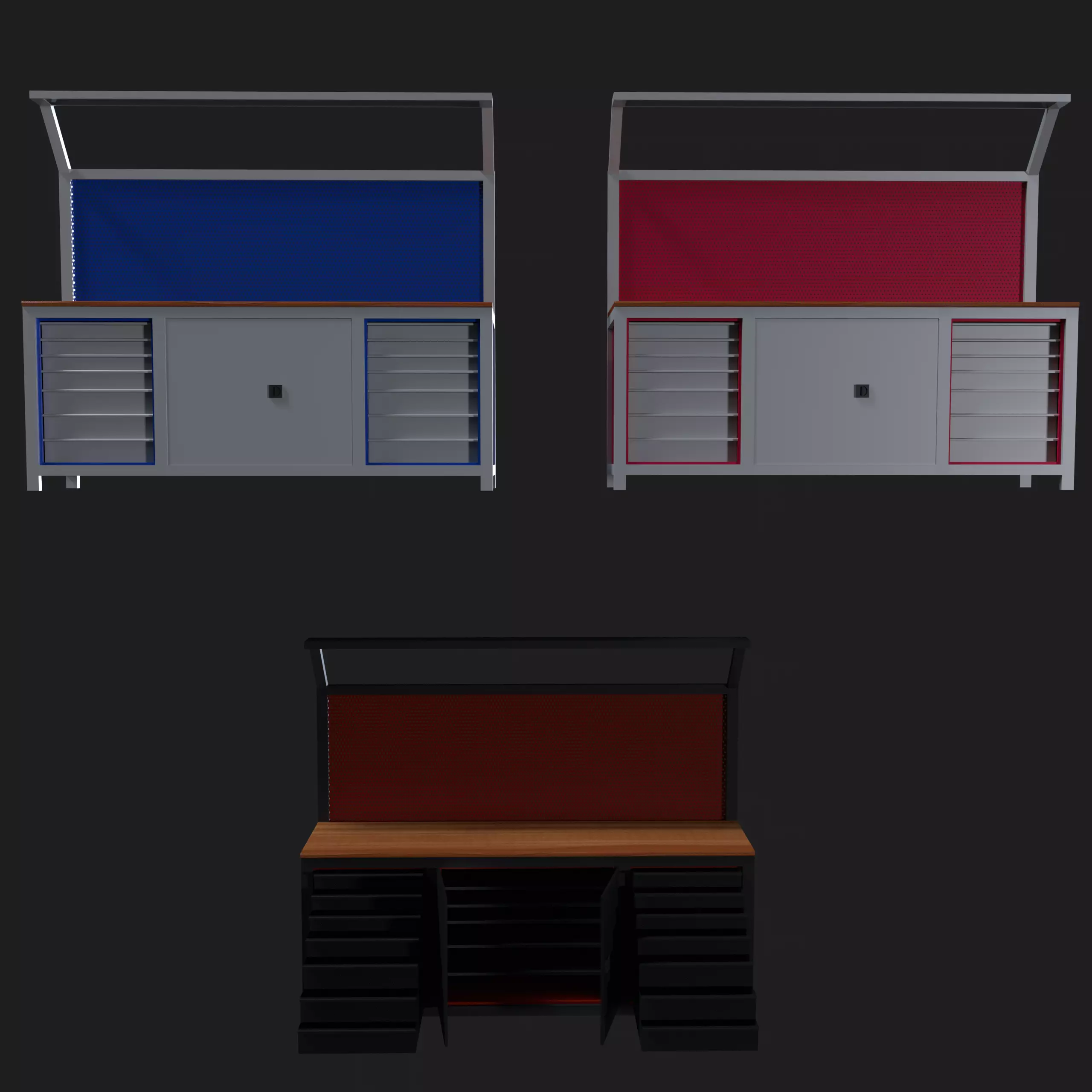 Industrial Work Bench Low-poly 3D model_0