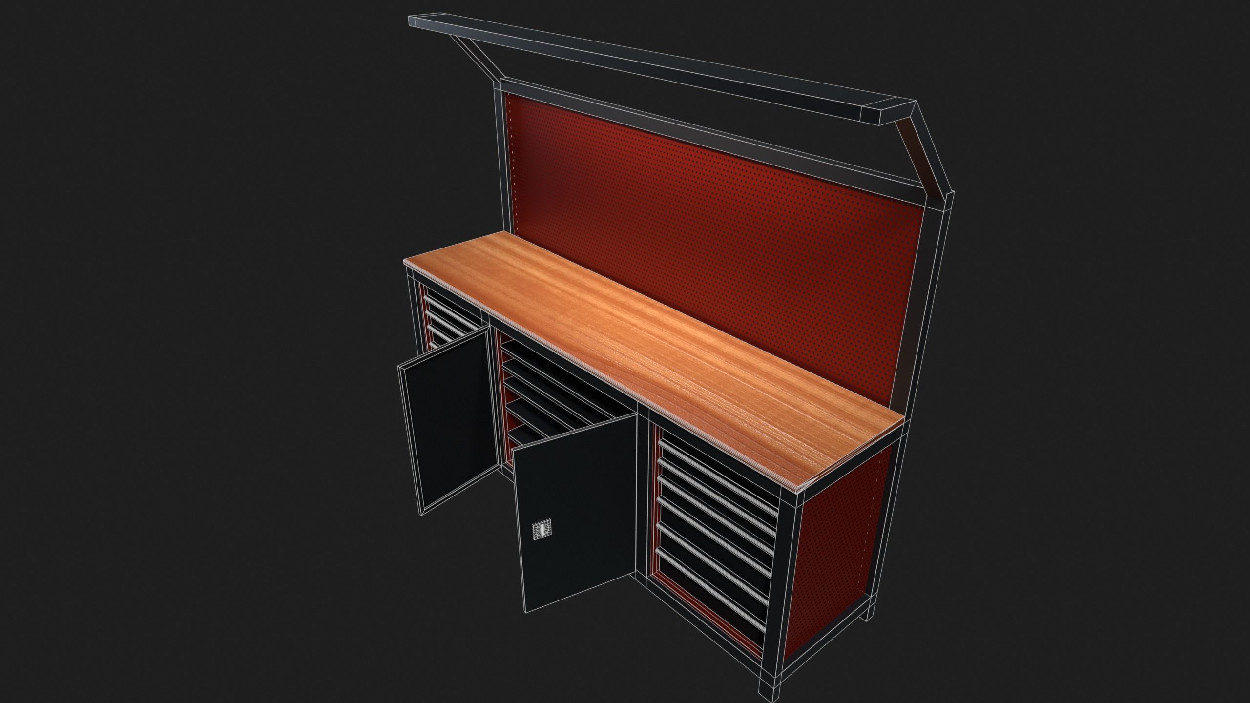 Industrial Work Bench Low-poly 3D model_8