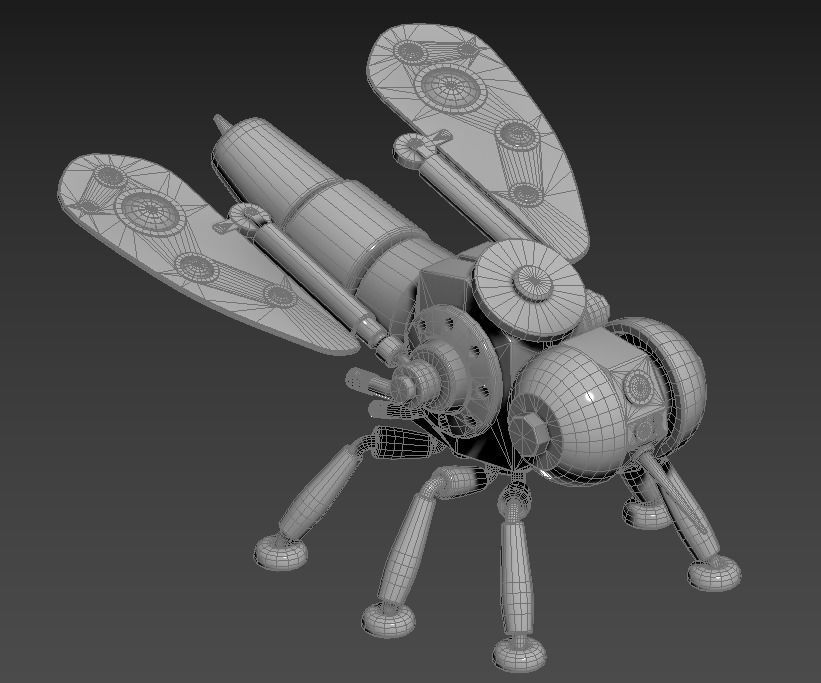 Stylized Robot Mosquito Low-poly 3D model_15
