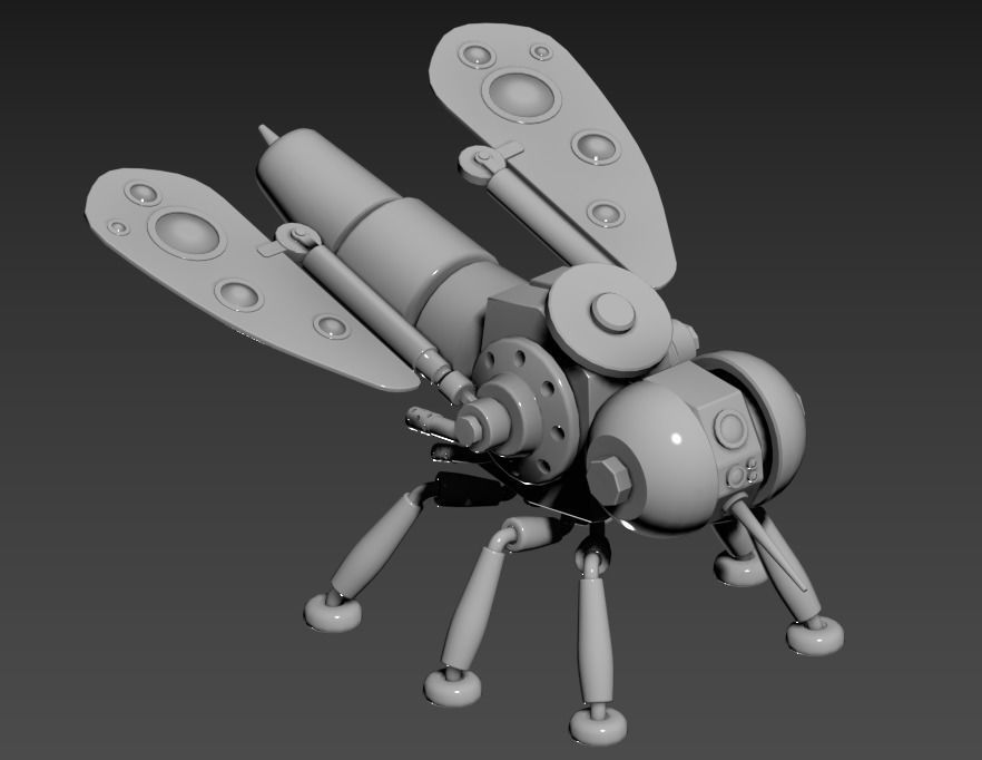 Stylized Robot Mosquito Low-poly 3D model_11