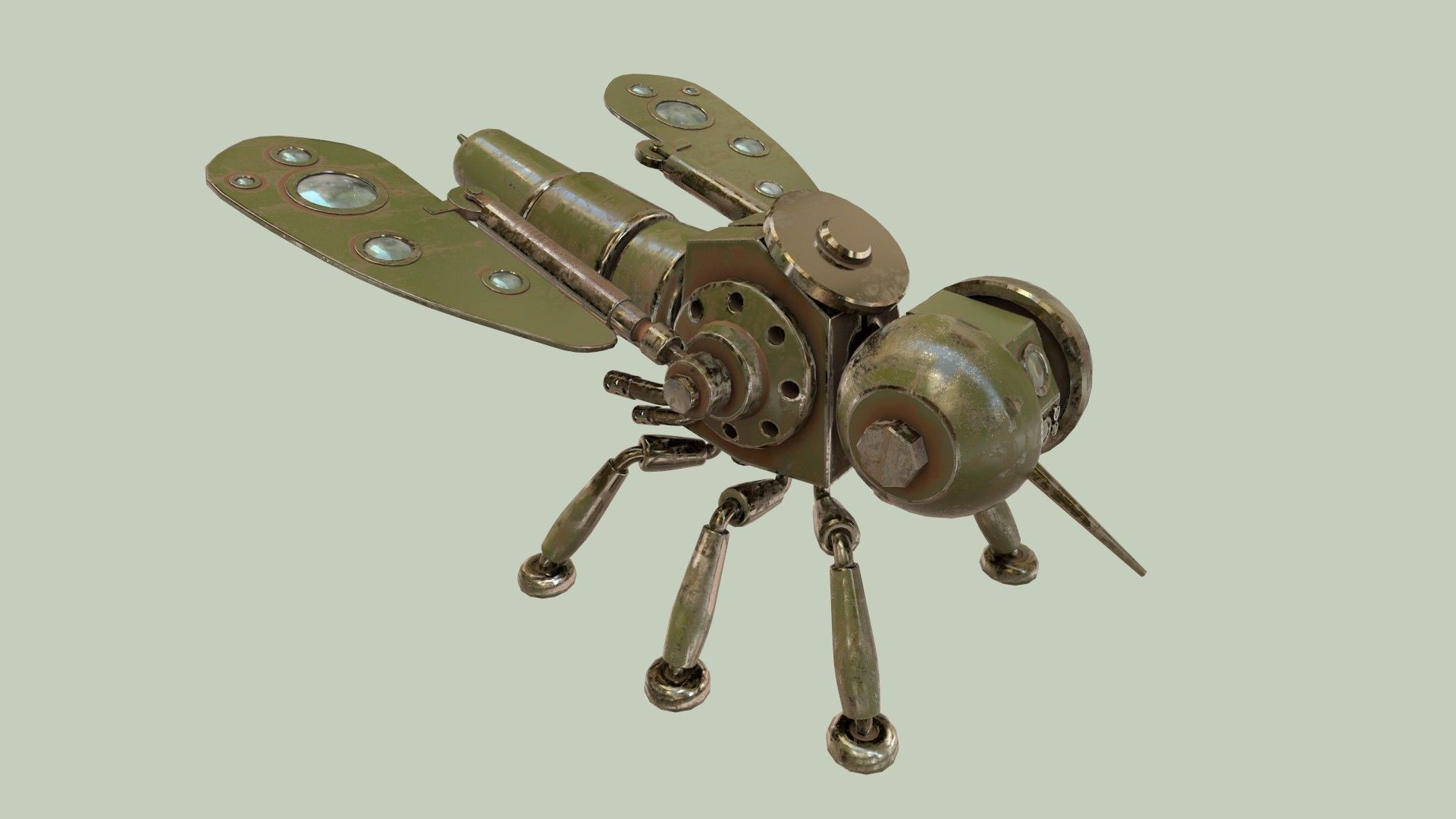 Stylized Robot Mosquito Low-poly 3D model_12