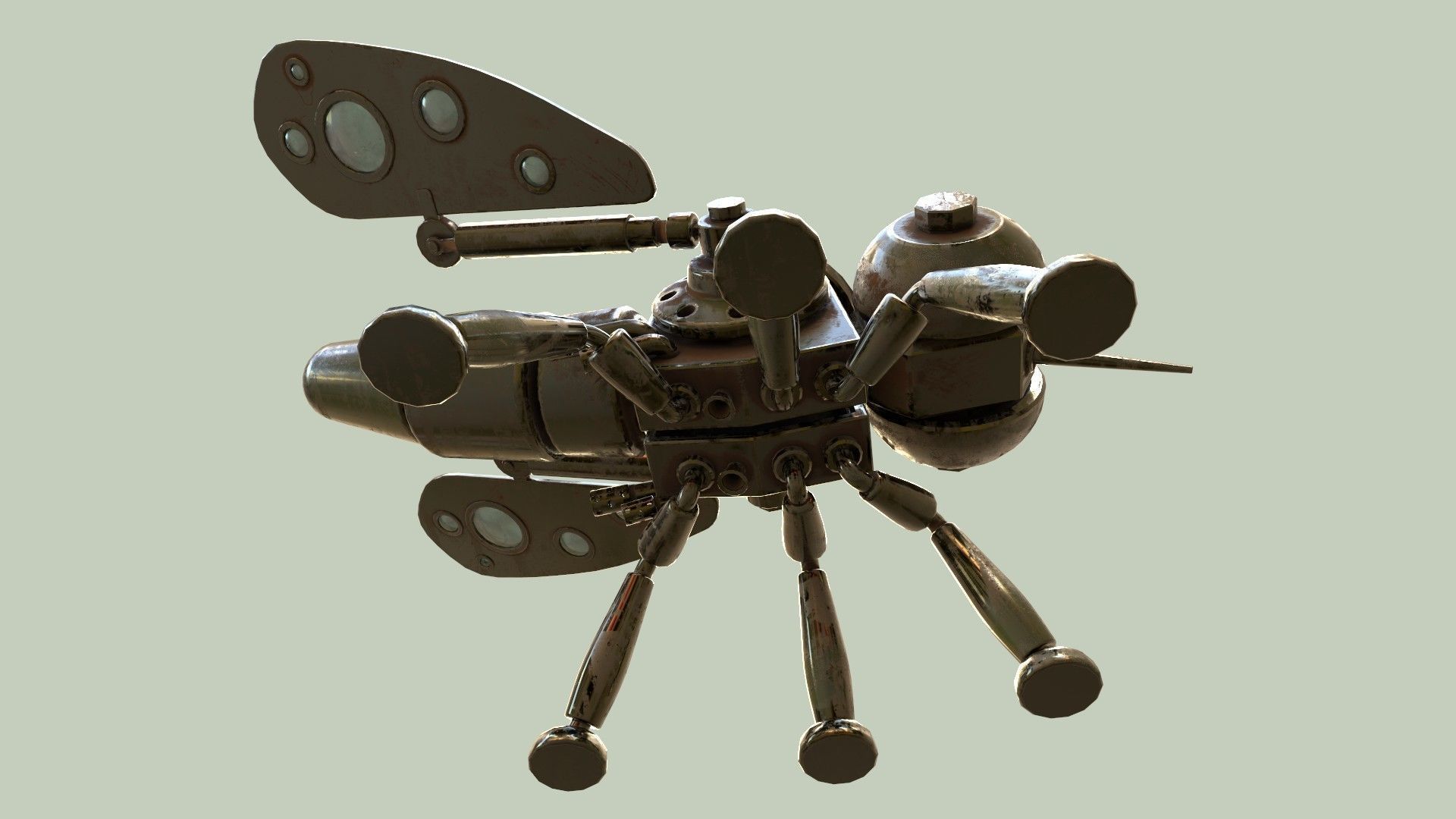 Stylized Robot Mosquito Low-poly 3D model_14