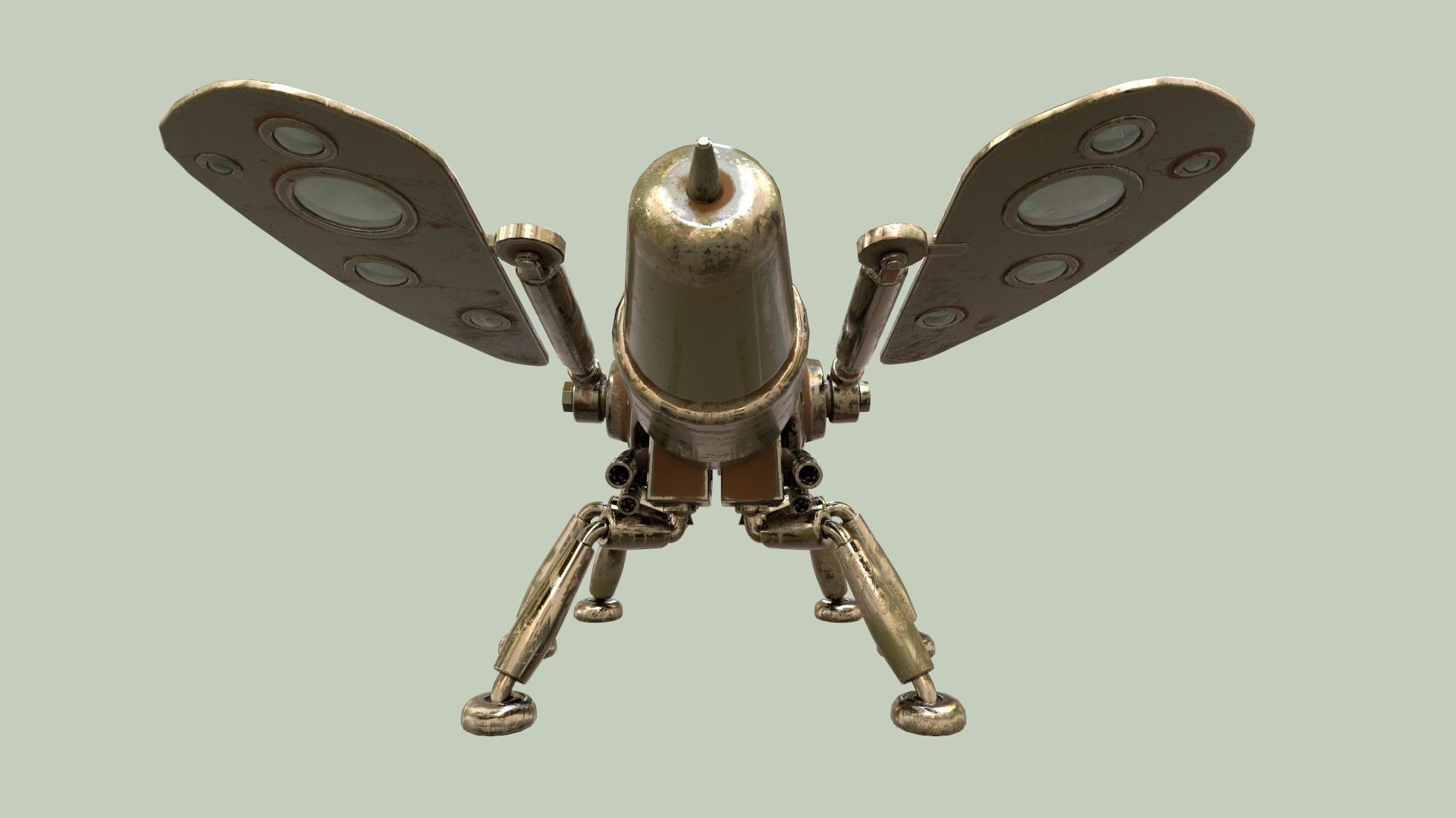 Stylized Robot Mosquito Low-poly 3D model_7