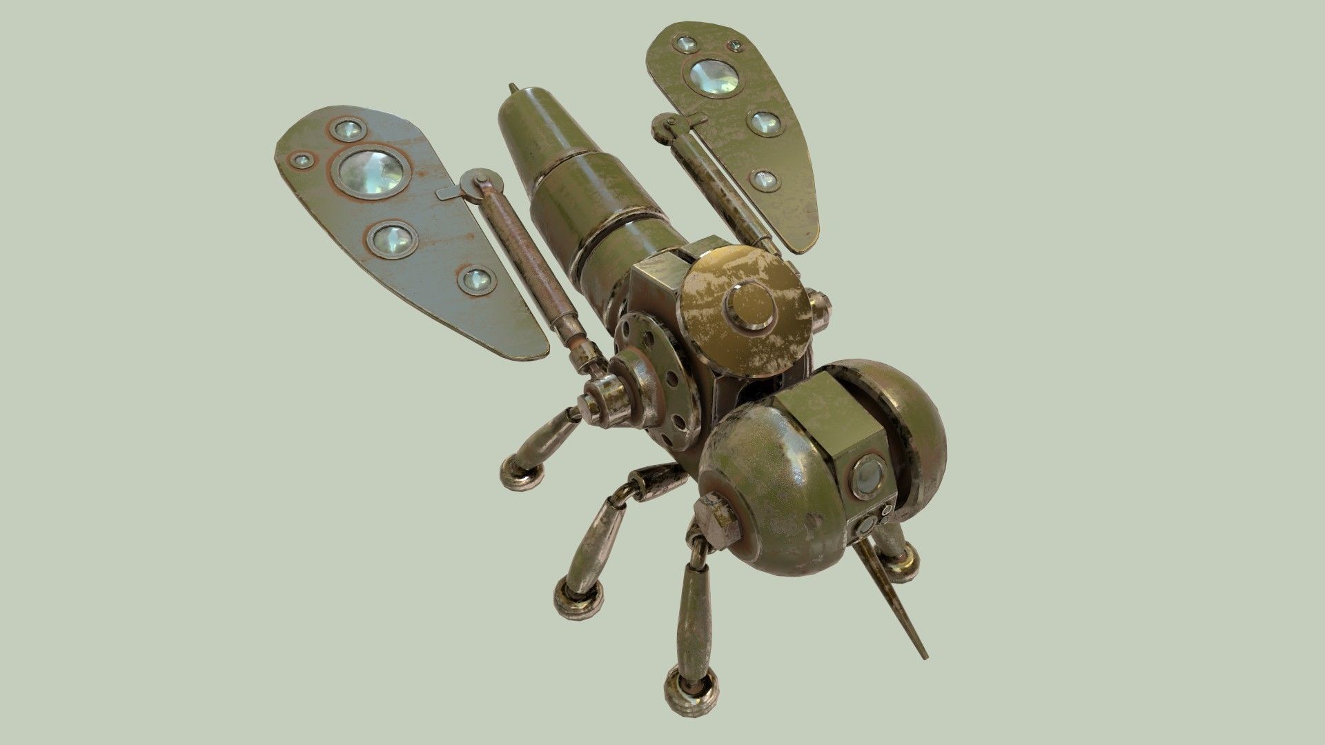 Stylized Robot Mosquito Low-poly 3D model_13
