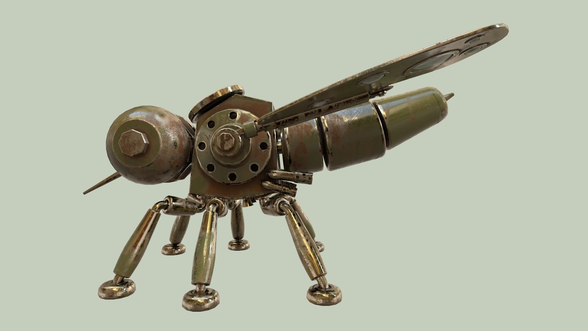 Stylized Robot Mosquito Low-poly 3D model_4