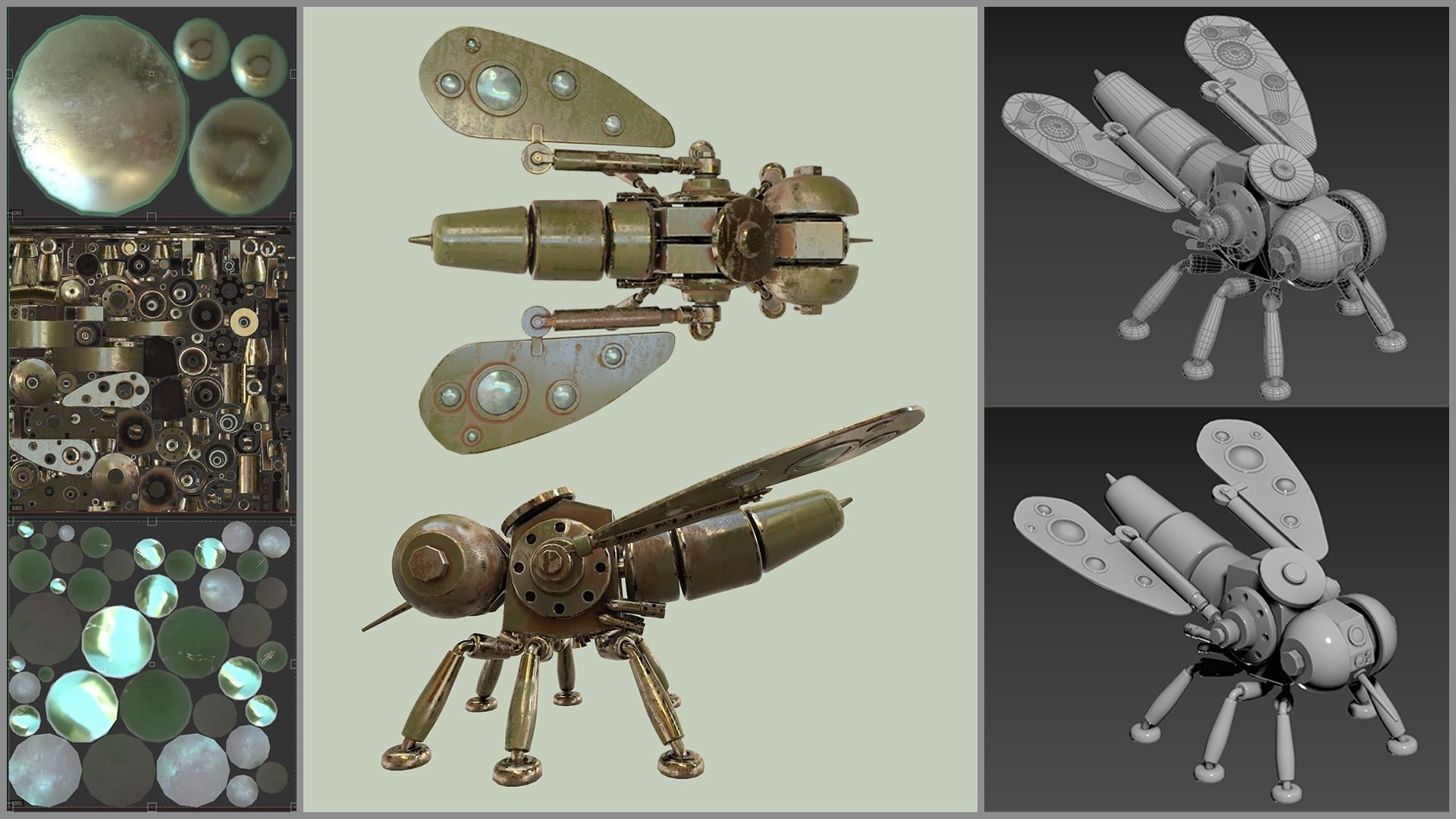 Stylized Robot Mosquito Low-poly 3D model_1