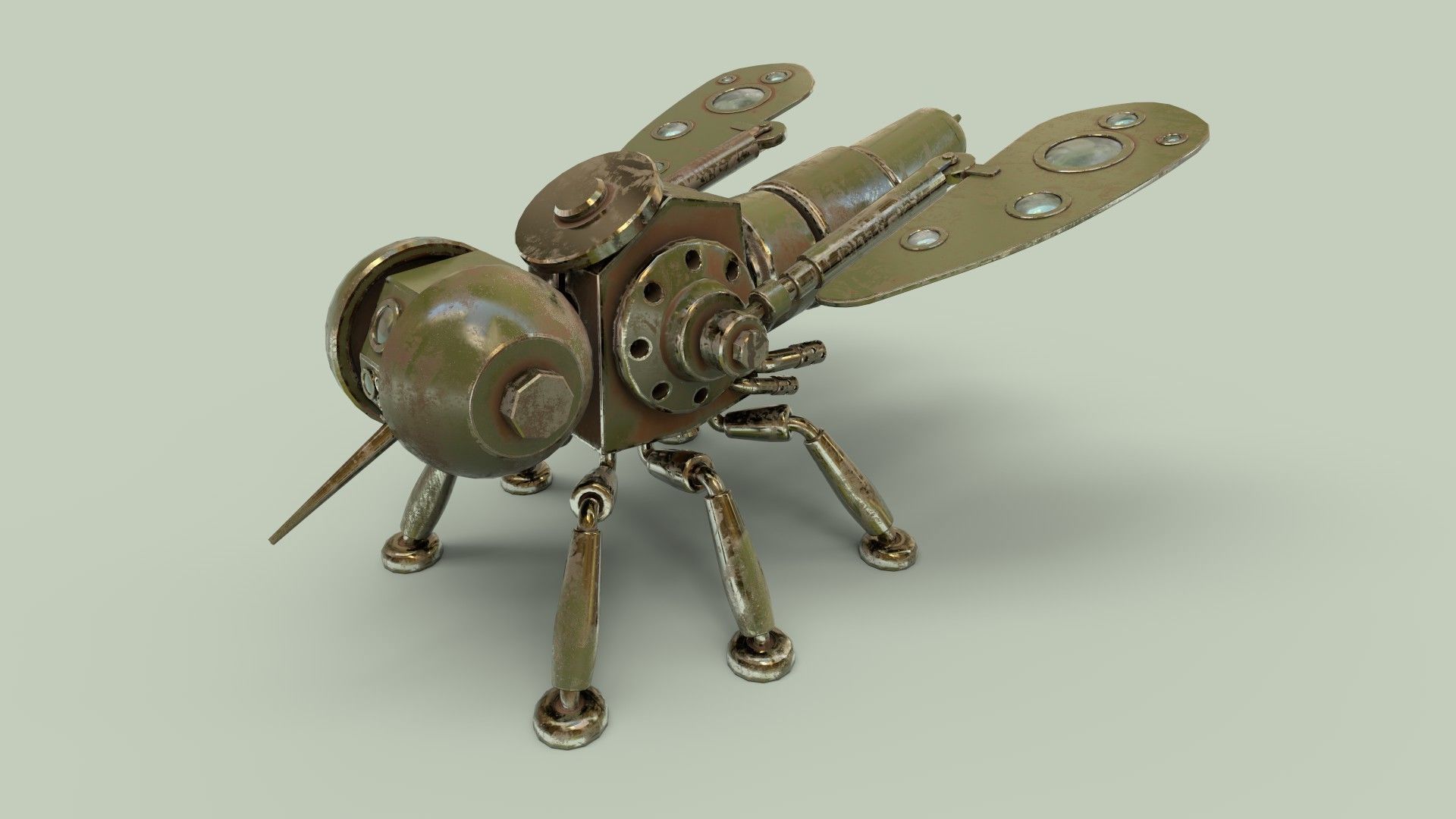 Stylized Robot Mosquito Low-poly 3D model_2