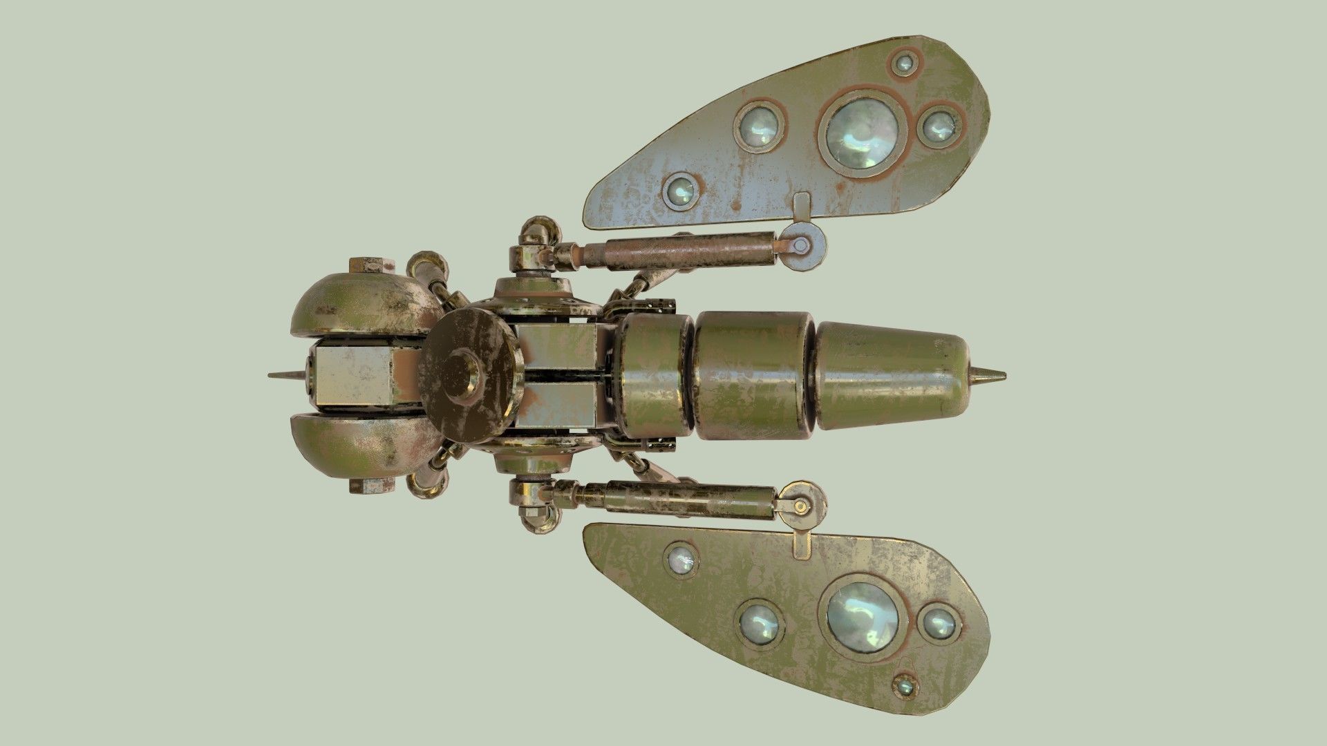 Stylized Robot Mosquito Low-poly 3D model_5