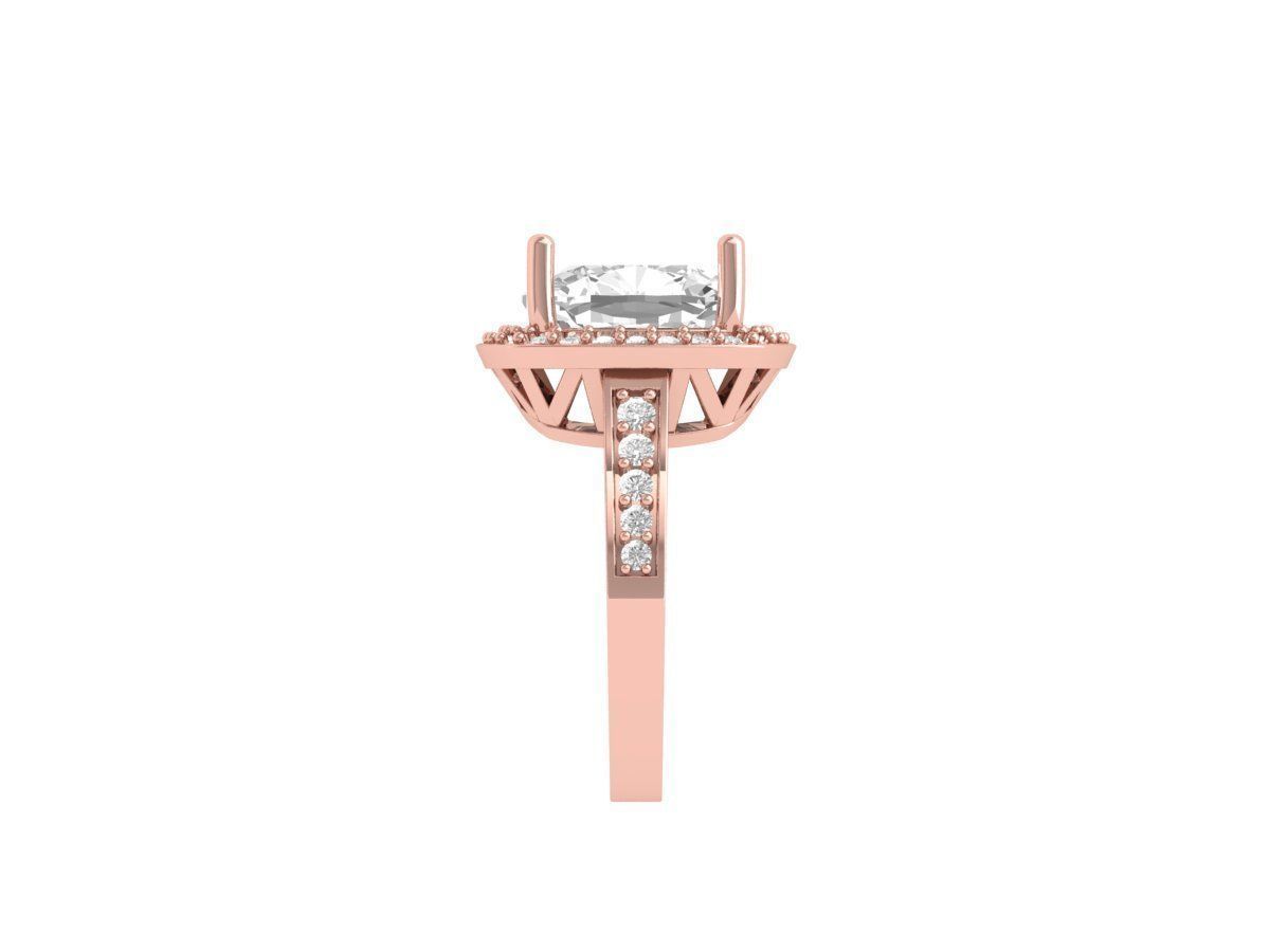 Cushion Solitaire Engagement Ring 3D print model_7