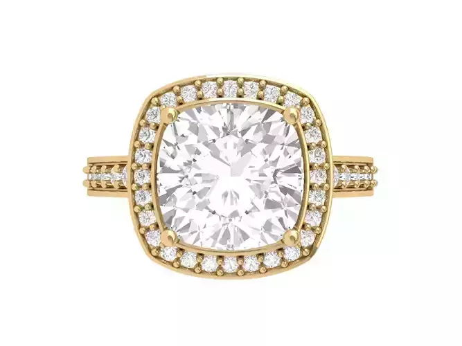 Cushion Solitaire Engagement Ring 3D print model