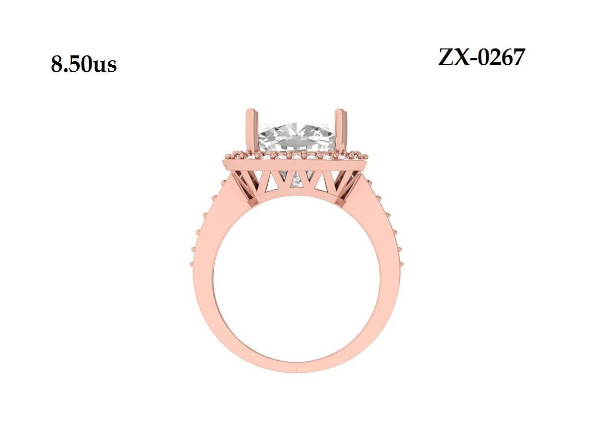 Cushion Solitaire Engagement Ring 3D print model_9