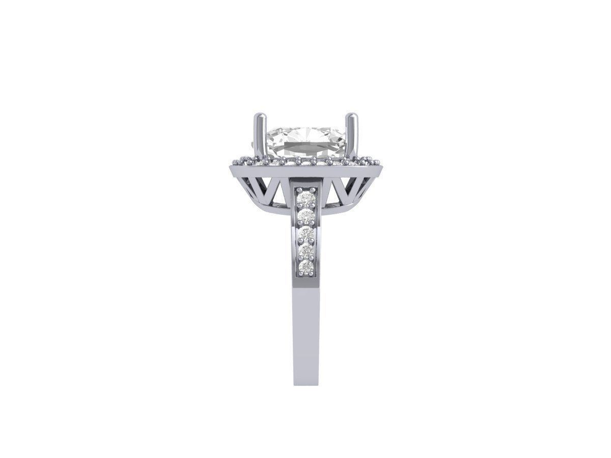 Cushion Solitaire Engagement Ring 3D print model_8