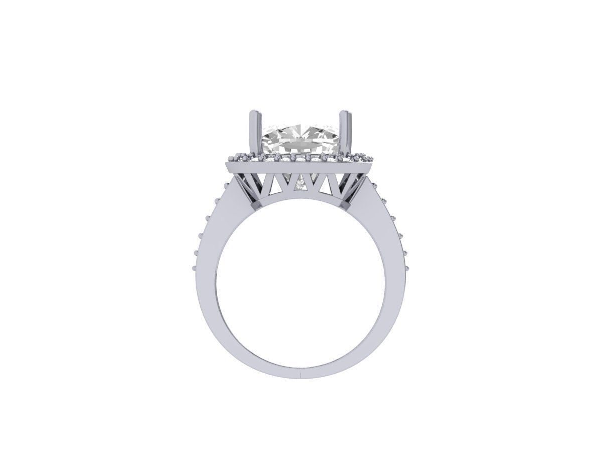 Cushion Solitaire Engagement Ring 3D print model_10