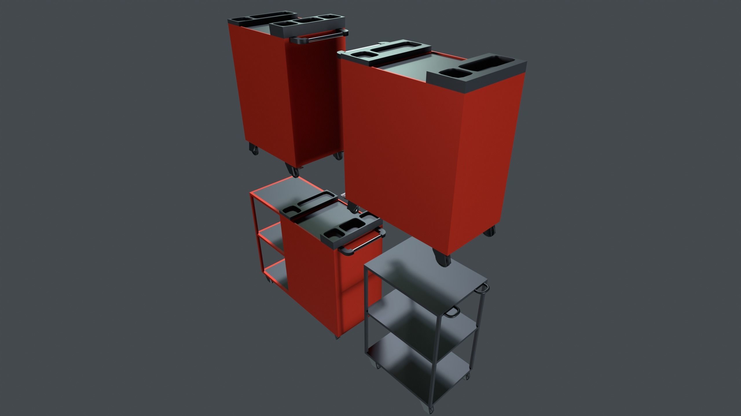 tool cabinet set Low-poly 3D model_9