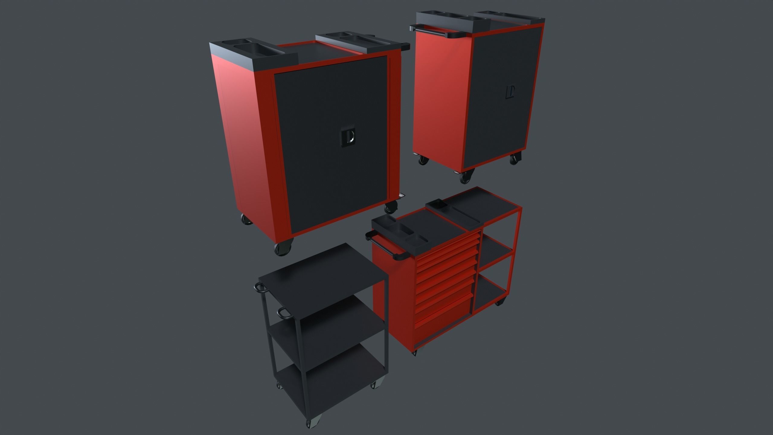 tool cabinet set Low-poly 3D model_3