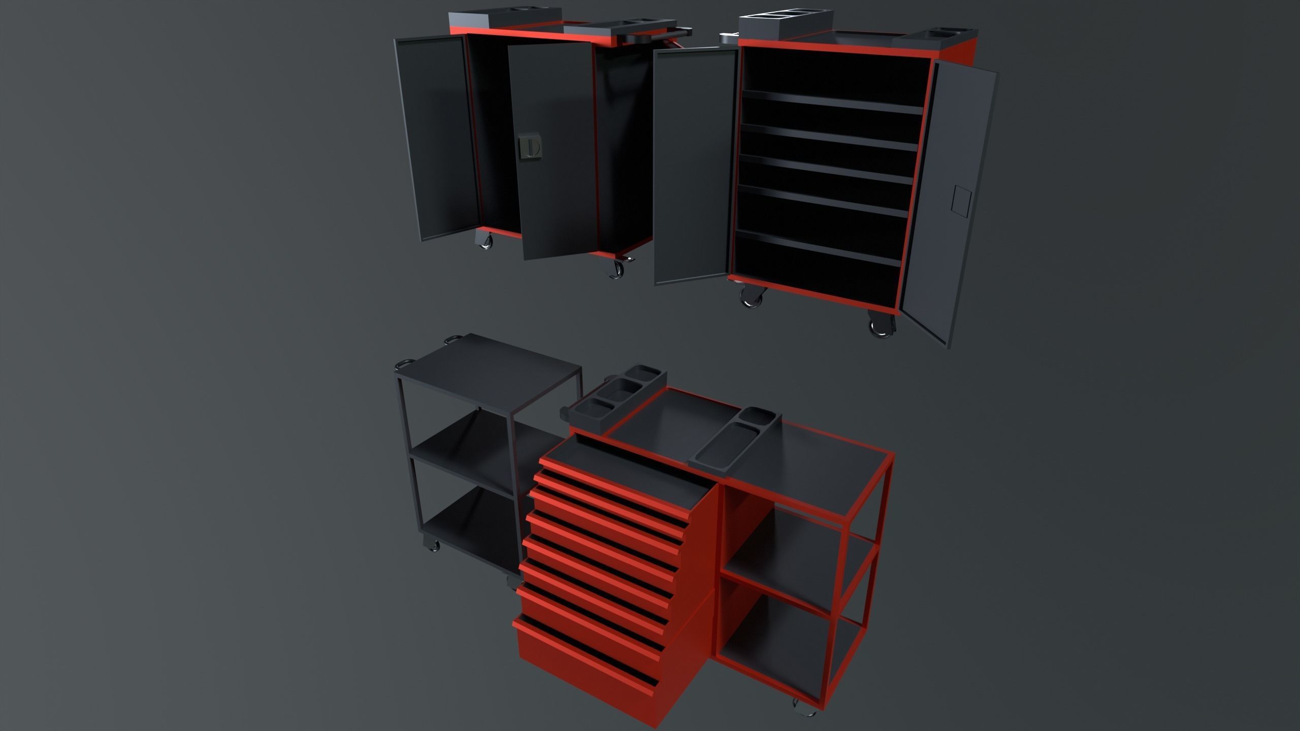tool cabinet set Low-poly 3D model_13