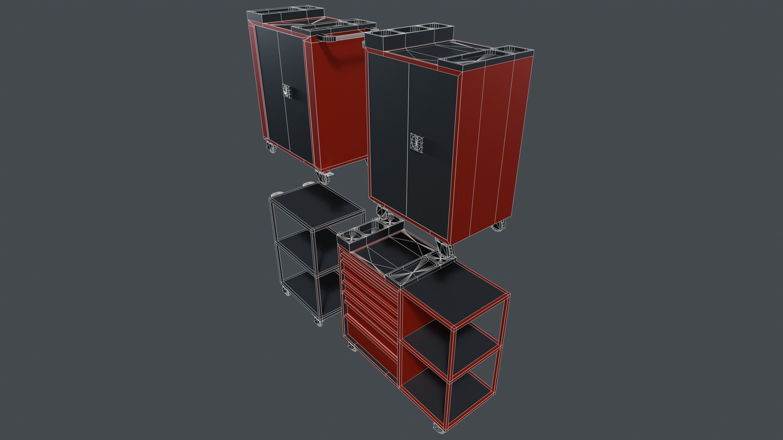tool cabinet set Low-poly 3D model_6