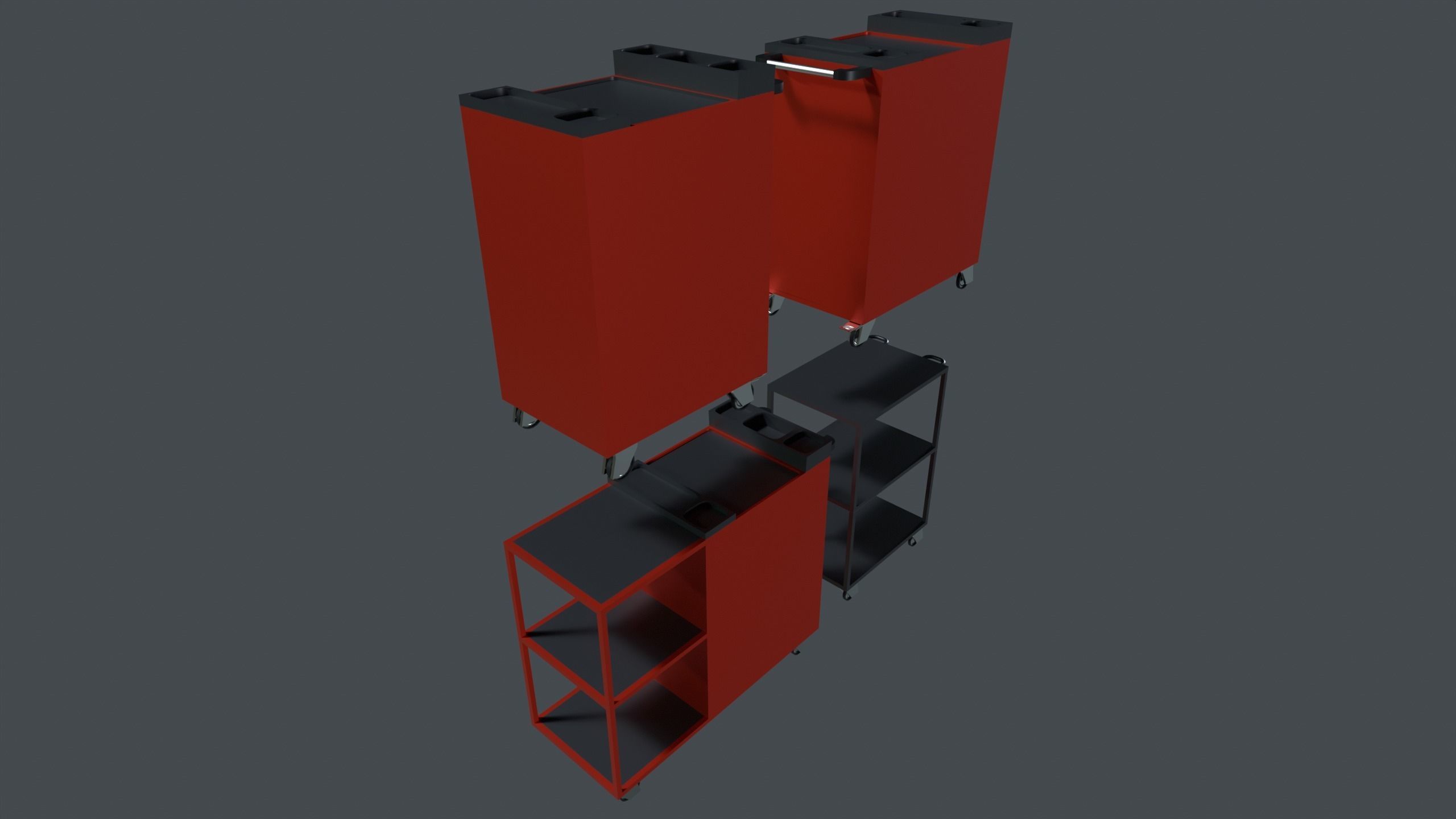 tool cabinet set Low-poly 3D model_7