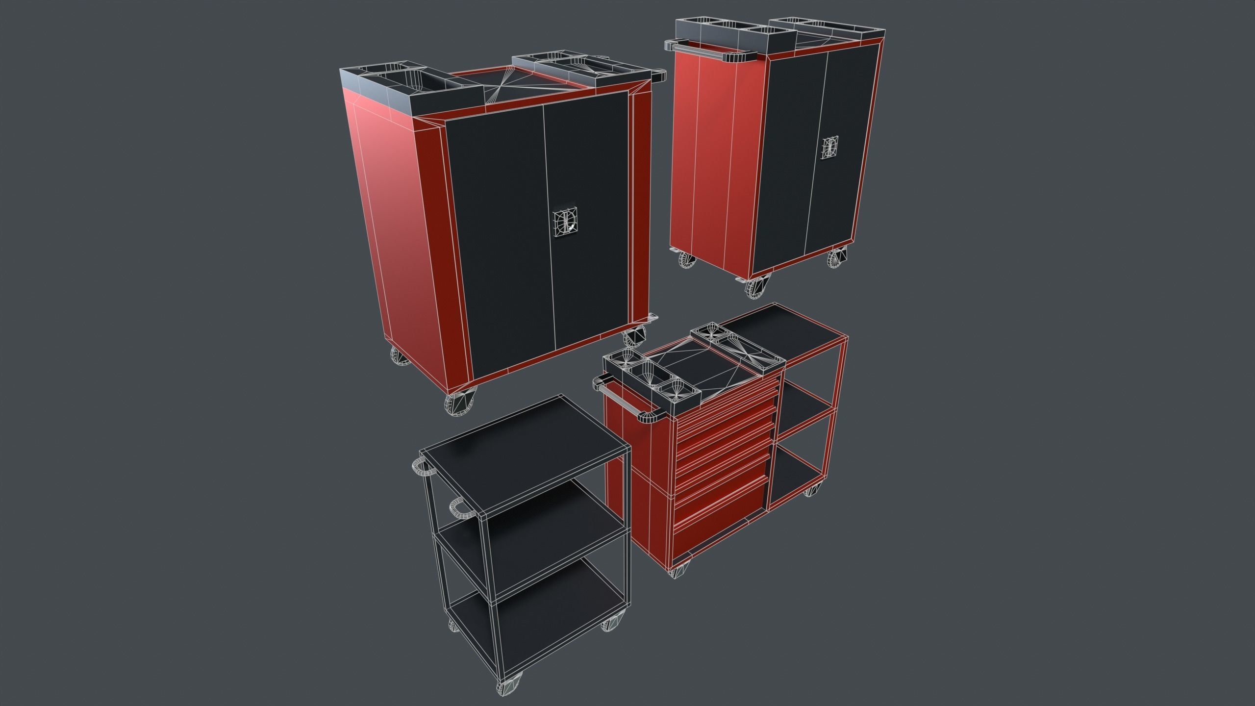 tool cabinet set Low-poly 3D model_4