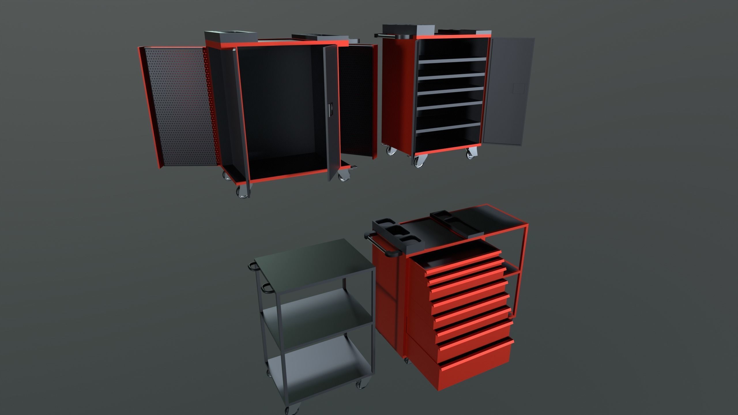 tool cabinet set Low-poly 3D model_12