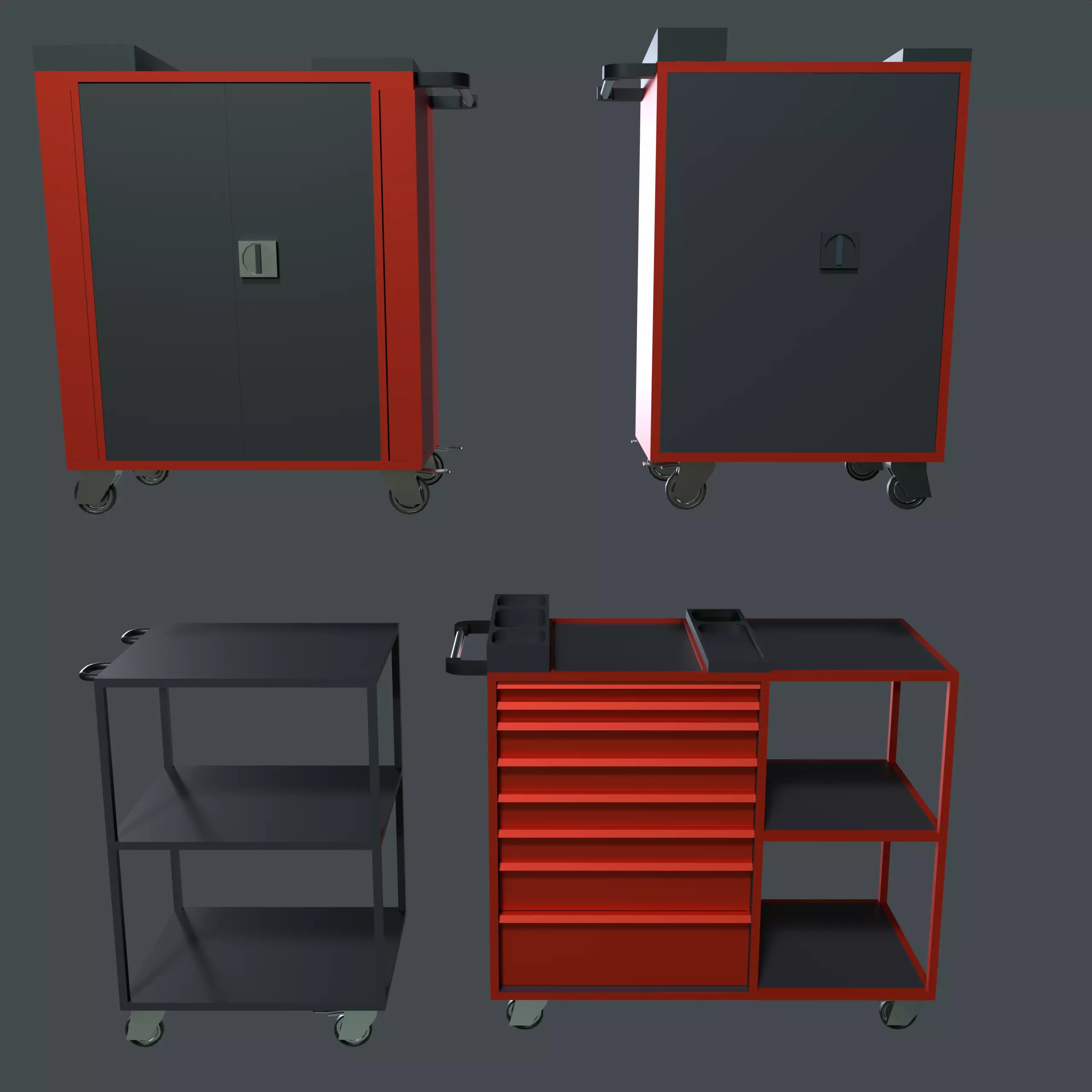 tool cabinet set Low-poly 3D model_0