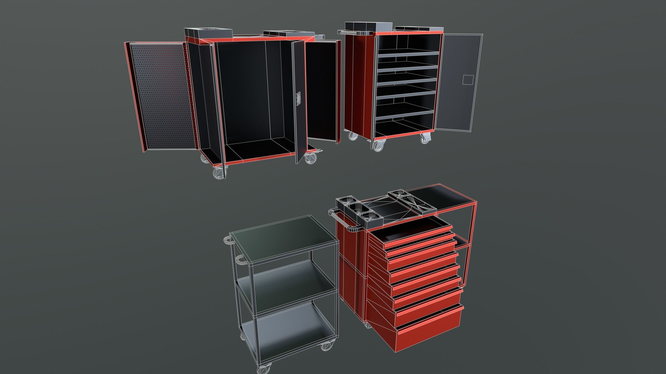 tool cabinet set Low-poly 3D model_11