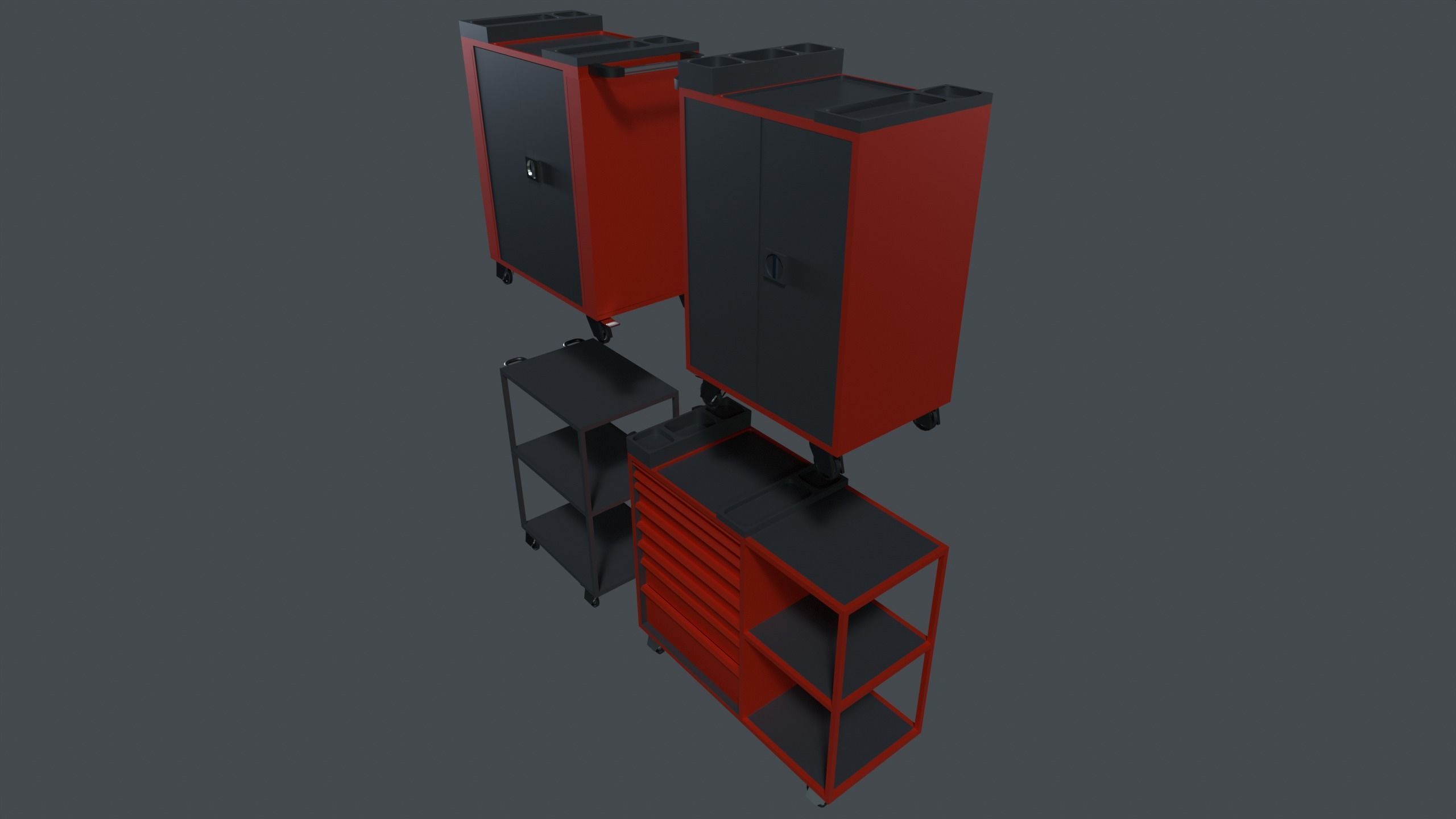 tool cabinet set Low-poly 3D model_5