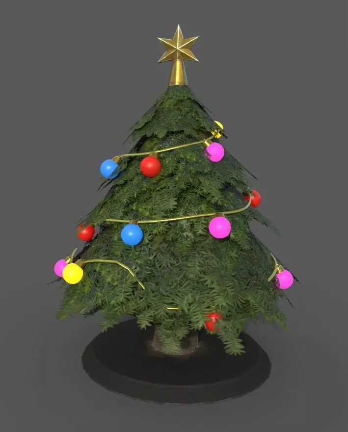 Chrismas Tree with decoration 3D model_0
