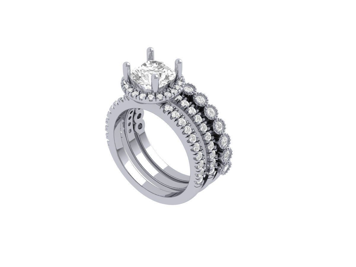 Solitaire-Ring-Bridal-Set 3D print model_5