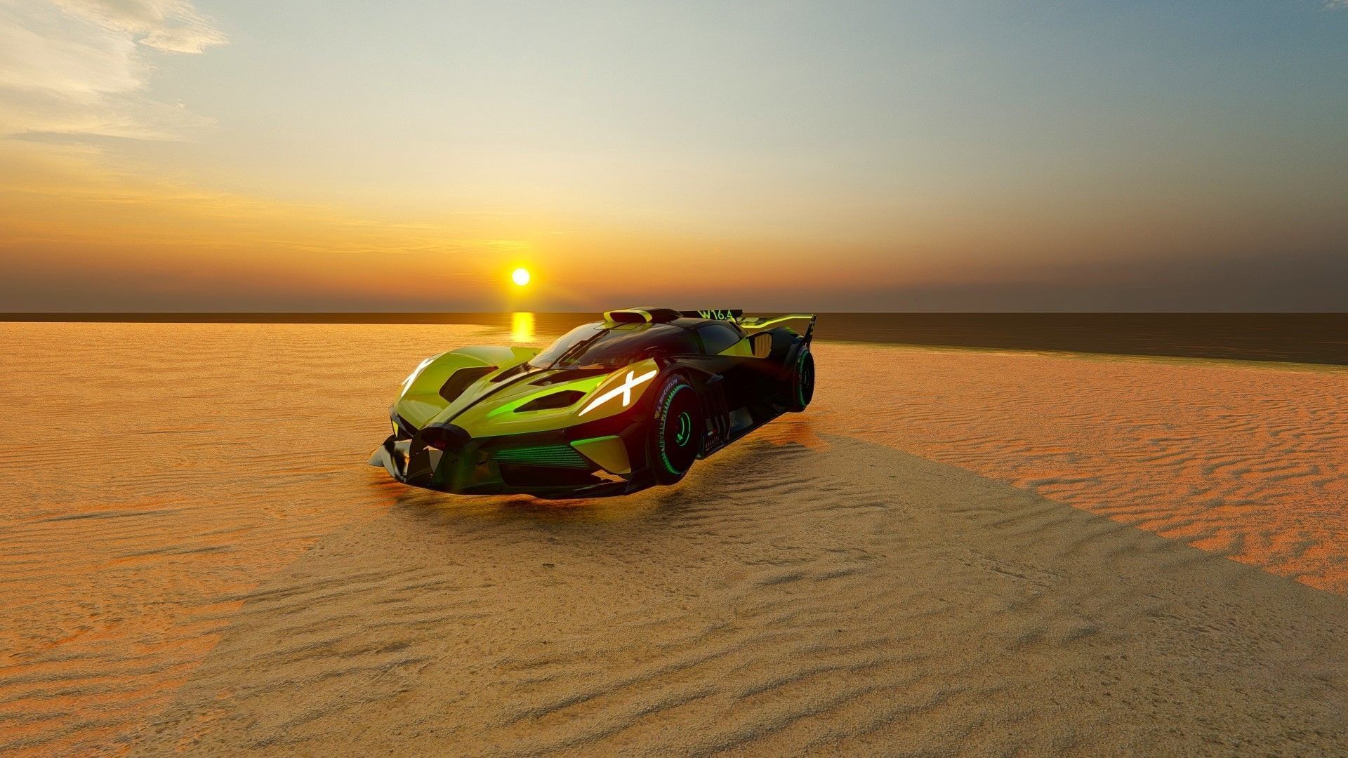 Bugatti 2023 3D model sports car Bugati Bolide  Low-poly 3D model_1