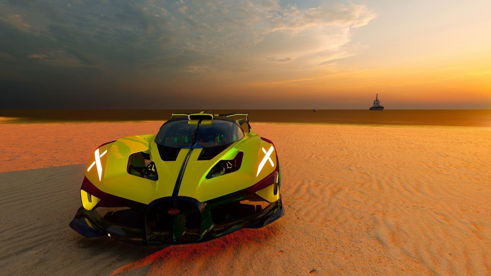 Bugatti 2023 3D model sports car Bugati Bolide  Low-poly 3D model_3