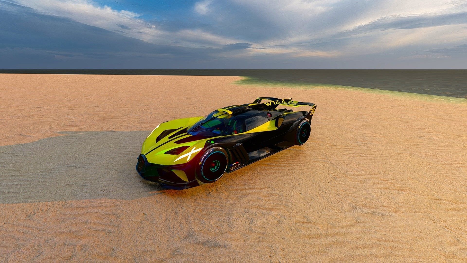 Bugatti 2023 3D model sports car Bugati Bolide  Low-poly 3D model_10