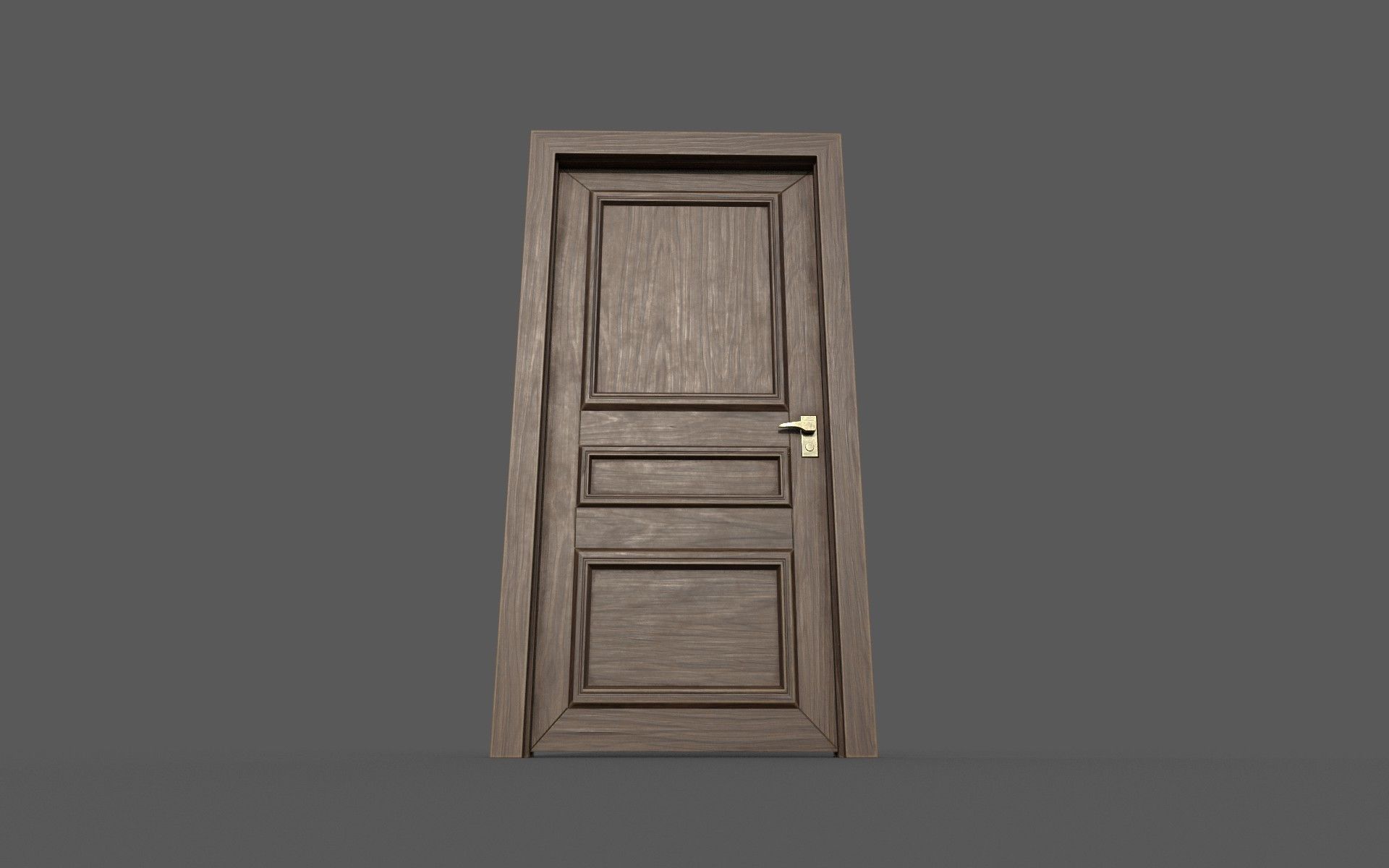 Classic wood door Low-poly 3D model_8