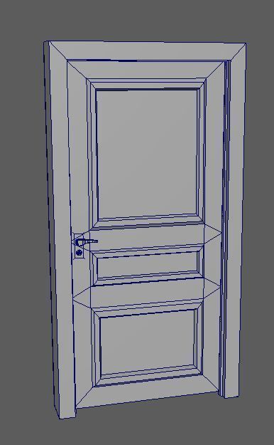Classic wood door Low-poly 3D model_9