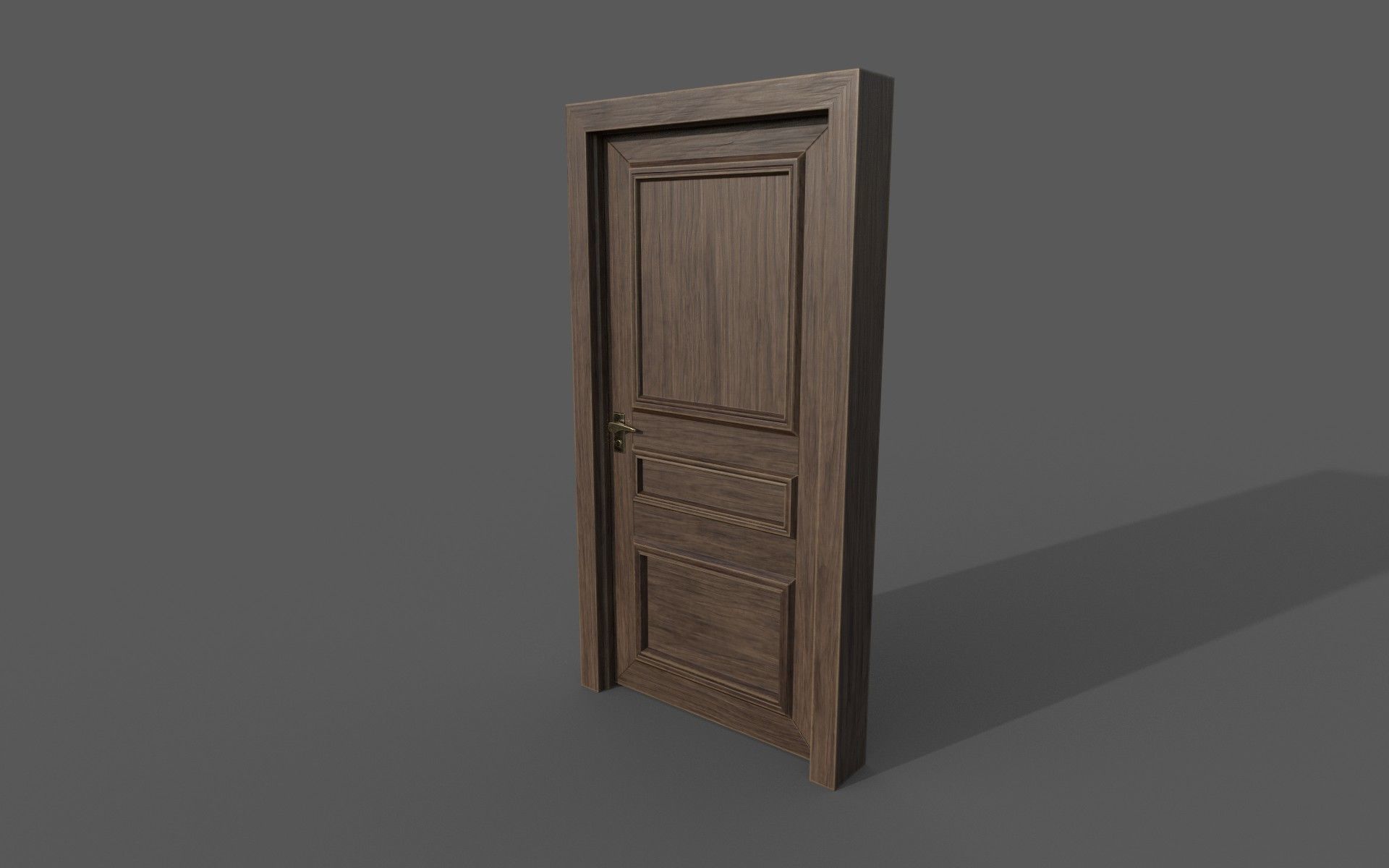 Classic wood door Low-poly 3D model_3