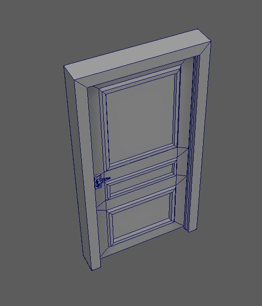 Classic wood door Low-poly 3D model_13