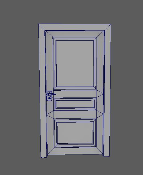 Classic wood door Low-poly 3D model_11