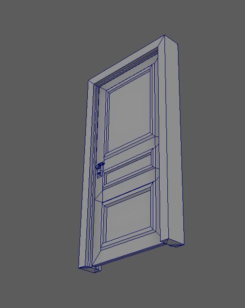 Classic wood door Low-poly 3D model_12