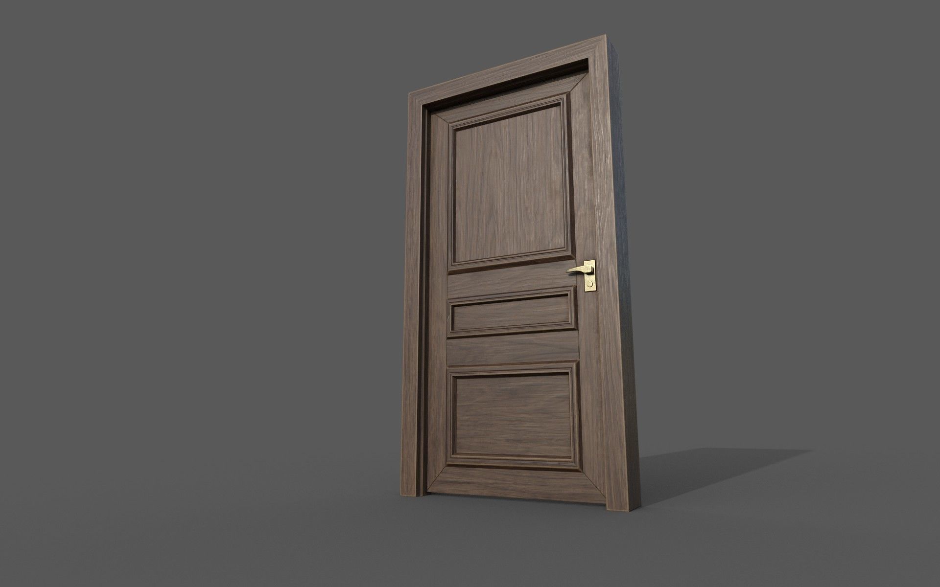 Classic wood door Low-poly 3D model_6