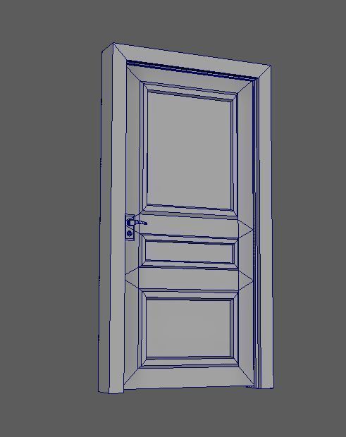 Classic wood door Low-poly 3D model_14