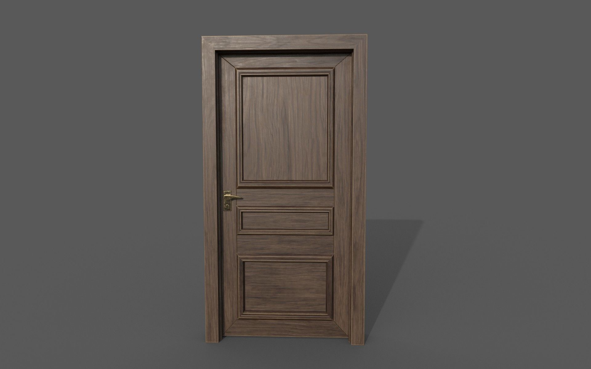 Classic wood door Low-poly 3D model_2