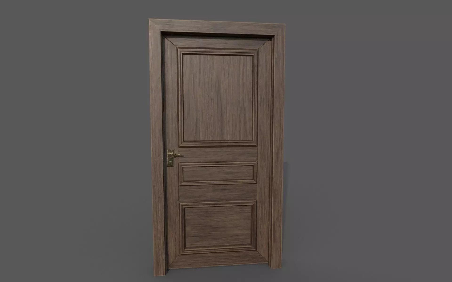 Classic wood door Low-poly 3D model_0