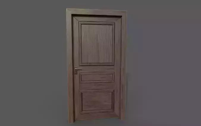 Classic wood door Low-poly 3D model